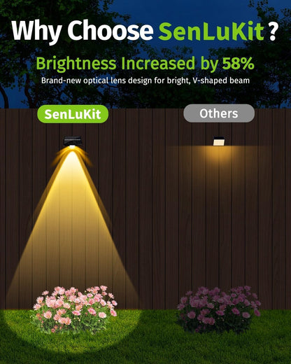 Solar Fence Lights Outdoor Waterproof High Brightness LED Spot Lens Deck Lights 7 Mode Warm & Cool White RGB Solar Powered Wall Light Decor for Christmas Outside Patio Step Backyard Rail - 12 Pack