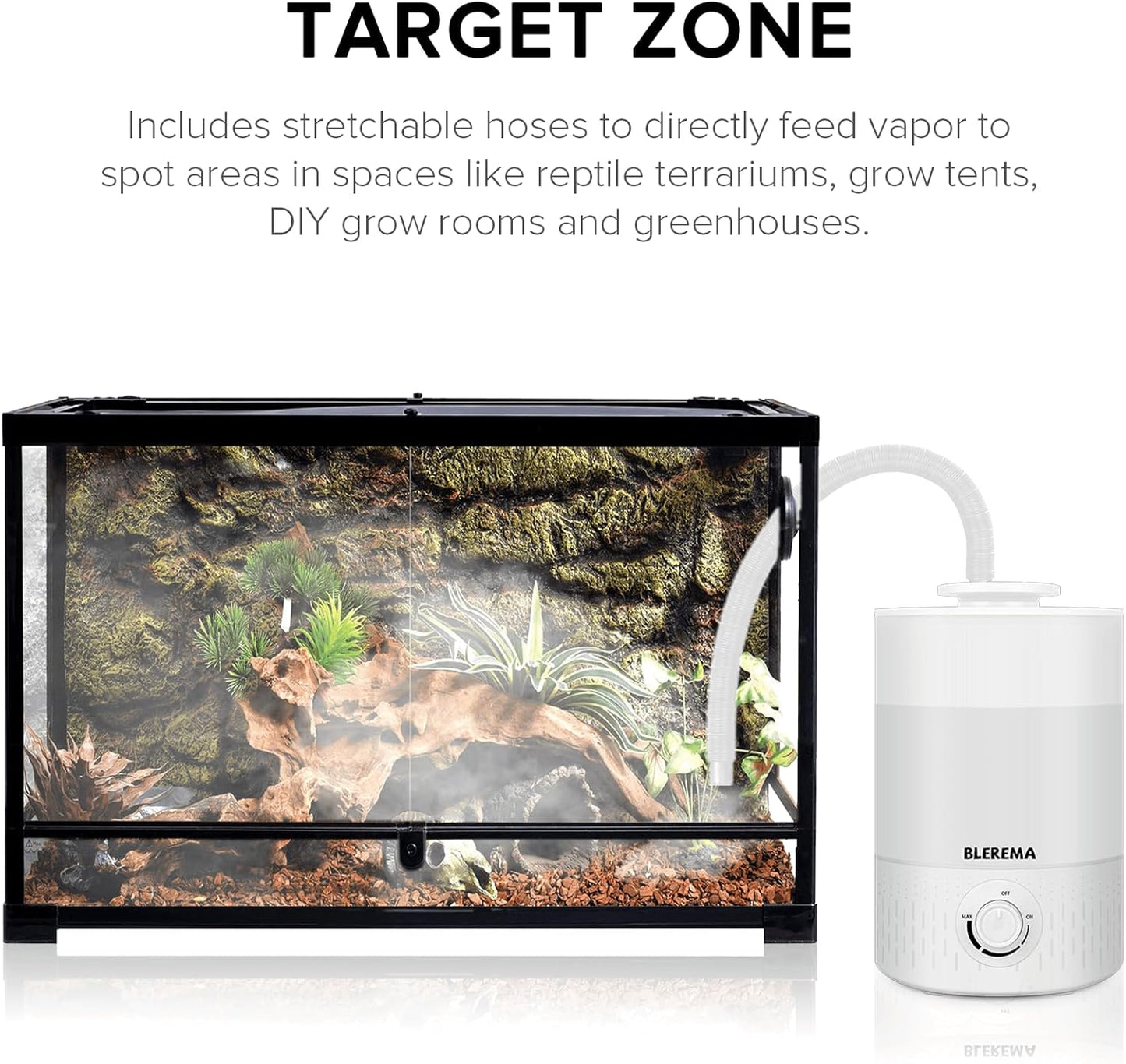 No Leak Reptile Fogger Humidifiers Mister for Reptile Tank, 3L Top-Fill Terrarium Humidifier with Hose - Ideal for Snakes, Tortoises, Chameleons, Ball Python and Hermit Crabs (Single/Dual Fog Output)