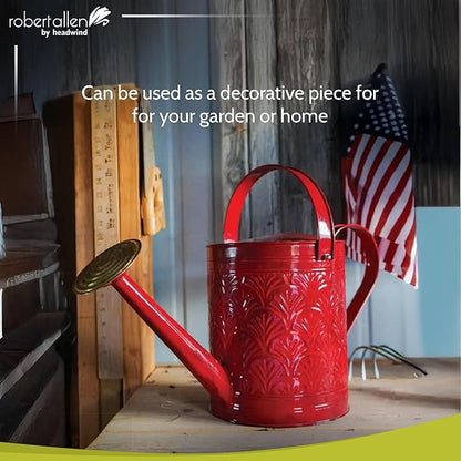 Headwind Aurora Cayenne Red Metal Watering Can 2 Gallon – Galvanized Vintage Large Watering Metal Can for Indoor & Outdoor Garden Use by Robert Allen