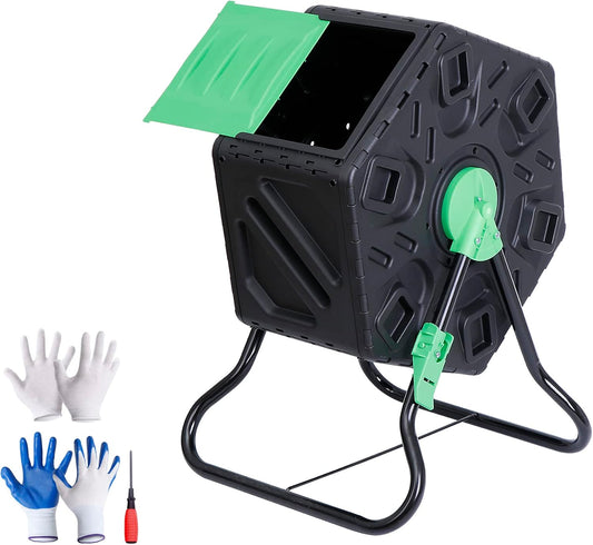 Nouva Outdoor Composting Bin, 18.5 Gallon Single Chamber Small Tumbling Composter,Steel Frame Heavy Duty Barrel for Kitchen Garden Yard