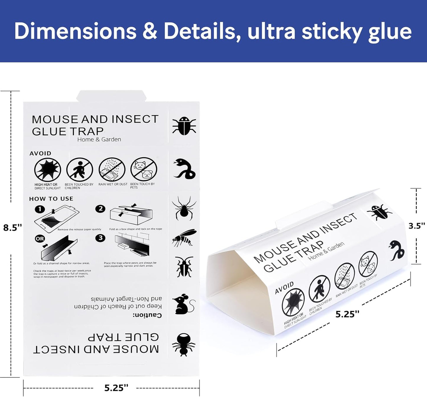 76Pack Mouse & Insect Traps Indoor for Home, Glue Traps for Mice Roach Ant Snake Rats Rodents, Sticky Pest Control Adhesive Tray for Catching Bugs, Sesame Oil Scent Non Toxic Pre-Baited Glue Boards