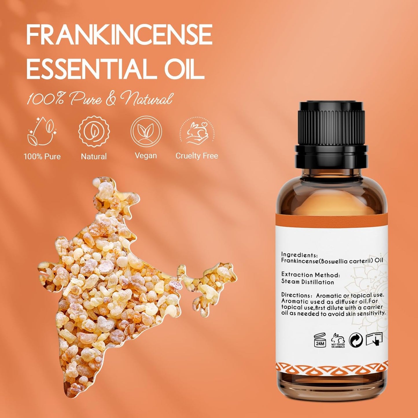 Frankincense and Myrrh Essential Oil, 100% Pure Natural, for Diffuser, Skin Care, Meditation, and Relaxation, Combo Set with Roller Bottle - 2 Oz