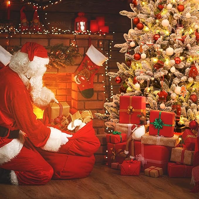 Happygrill 7ft Hinged Artificial Pine Cones Christmas Tree with 1108 Branch Tips, Heavily Snow Flocked Leaves, Metal Stand