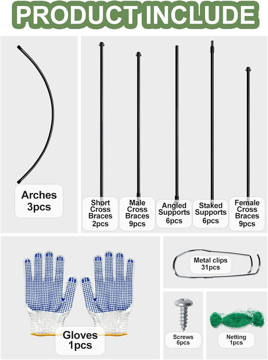 7FT Garden Arch Trellis for Climbing Plants Outdoor, Kalolary Extra Large Garden Tunnel Trellises Metal Cucumber Trellis Indoor for Climbing Vines Vegetable Garden Squash Arbors Plant Support