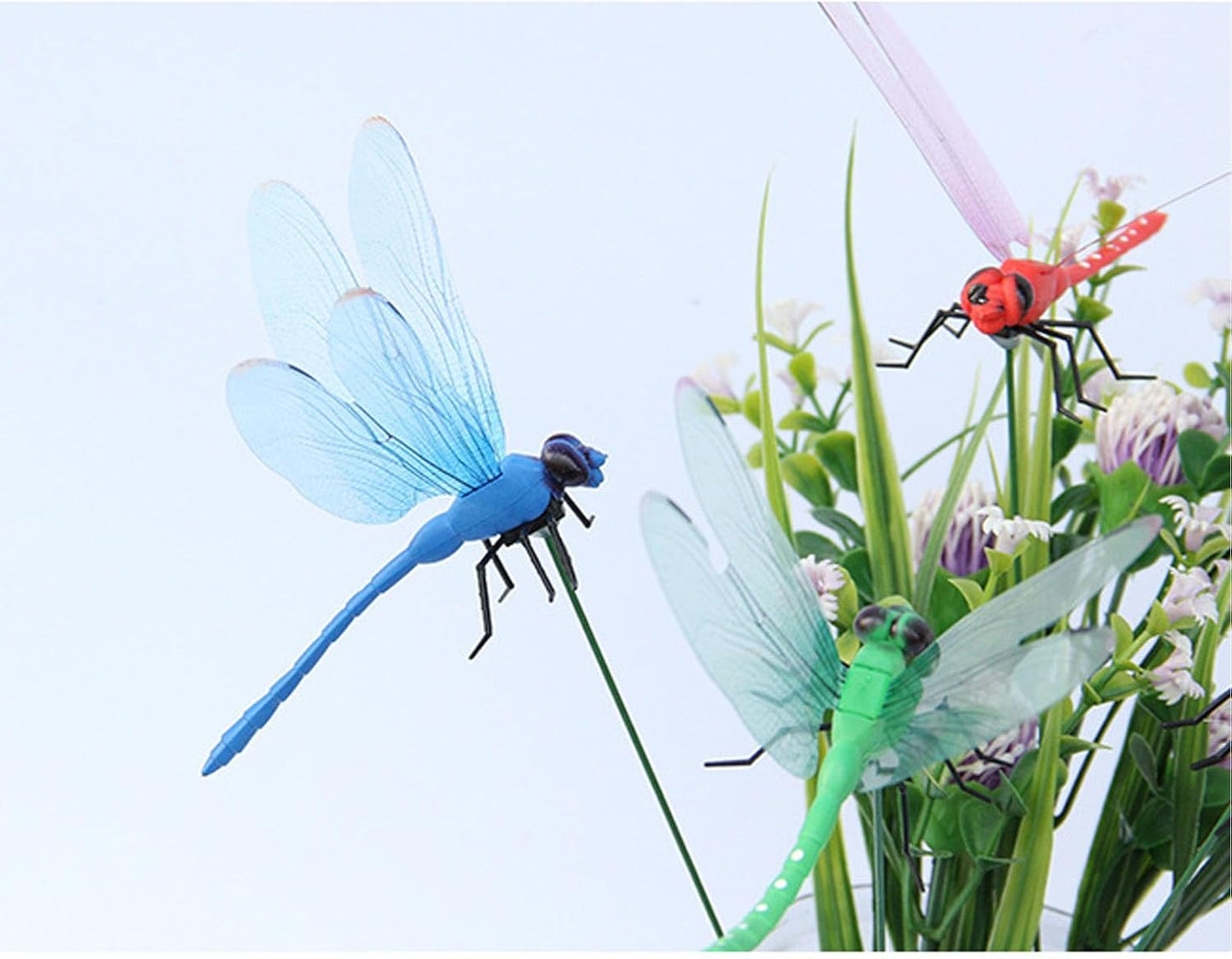 6 Pack 3D Realistic Dragonfly Clips - Colorful Plastic Garden Decor for Outdoor & Indoor Use, Hat/Clothing Accessories, Yard Patio Ornaments - Decorative Stakes (Assorted Colors)