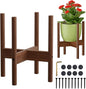 ALIGADO 2 Pack Bamboo Plant Stands Indoor, for Up to 10 Inch Pots, Built to Fit Corners, Sturdy & Stable Design, Walnut Finish