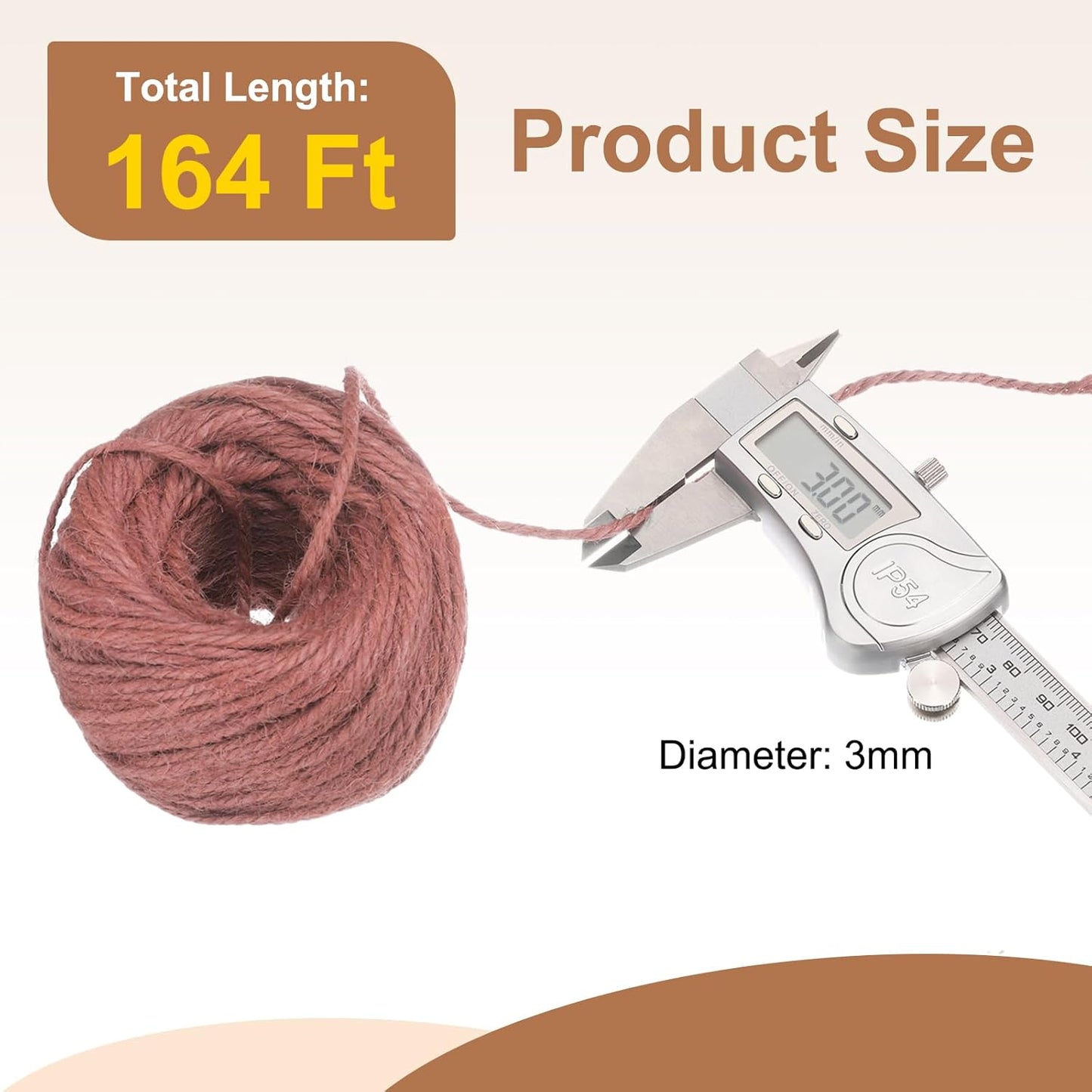 uxcell 164 Feet Natural Jute Twine String,3mm Thin Garden Twine Rope Colored Plant String Cord for DIY Art Crafts Gift Wrapping Decoration Packing Gardening Plant Hanger,Pink