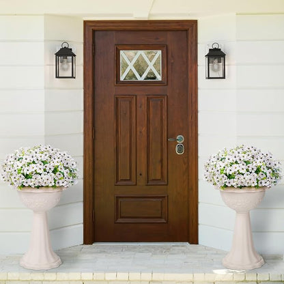 Lifewit Artificial Flowers for Outdoor Indoor, 12 Bundles Plastic Fake Flowers Daisy with Eucalyptus Leaves for Home Garden Decor, Porch, Window Box(White)