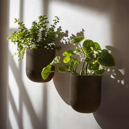 LA JOLIE MUSE Wall Hanging Planters for Indoor Plants, Hanging Flower Pots for Air Plants Succulent, Set of 2, 5.7L*4.1W*7H, Iron Rust