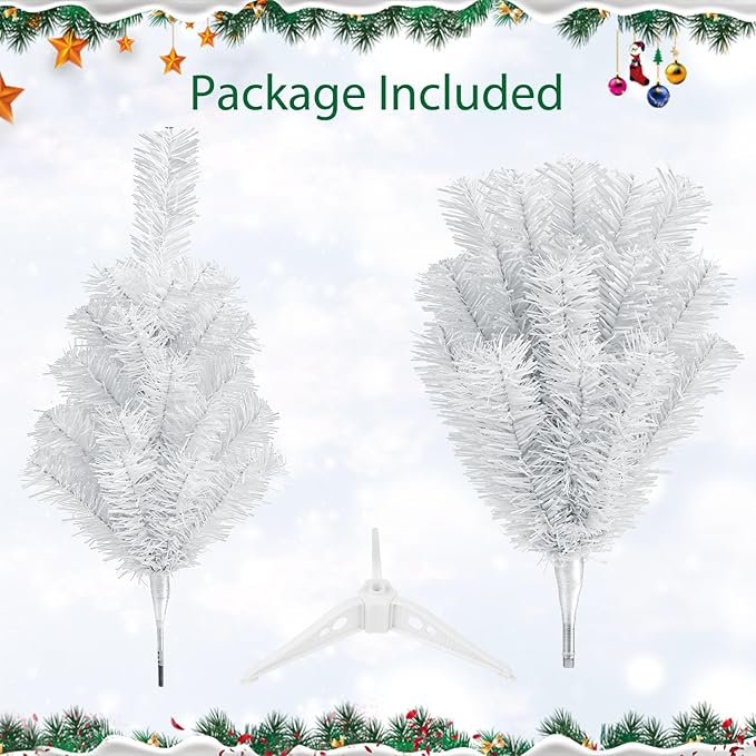 GlyinnHe 2Ft White Artificial Christmas Tree with Plastic Stand, Tabletop Christmas Tree for Indoor Outdoor Holiday Decoration