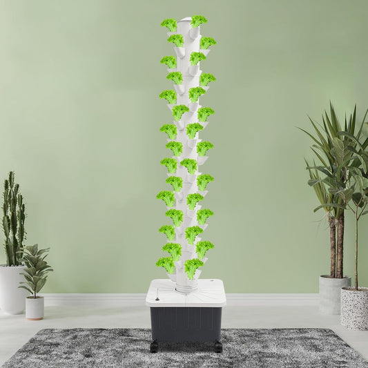 Hydroponics Vertical Growing Kit with Grow Lights 45 Plants Garden Hydroponic Growing System Outdoor Outdoor Indoor Vertical Garden Planter Tower with Automatic Watering for Herbs Fruits Vegetables