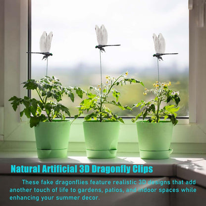 8Pcs Fake Dragonfly Clips, 3D Outdoor Dragon Fly Decorative Clip, Artificial Dragonfly Hat Clips, for Summer Indoor/Outdoor Garden Dragonfly Decorative Clips. (Black)