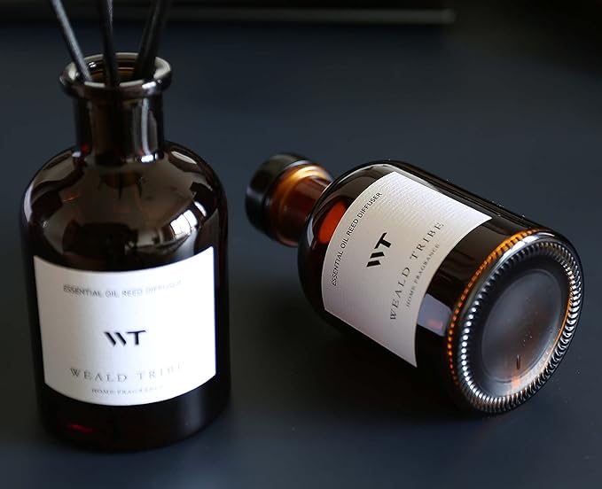 WEALD TRIBE Reed Diffuser Set for Bathroom Shelf Decor, Sticks Diffuser with Essential Oils Included | Early Summer Gardenia Scent 4.0 fl oz Fragrance Oil | Defusers for Home Apartment Essentials