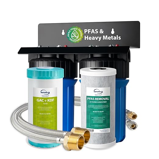 iSpring US21B-PF Under Sink Water Filter, SGS-Tested, Reduces 99% PFAS, 7-Layer Filtration Removes Lead, Chlorine, Heavy Metals, Includes 2 Direct Connect Hoses