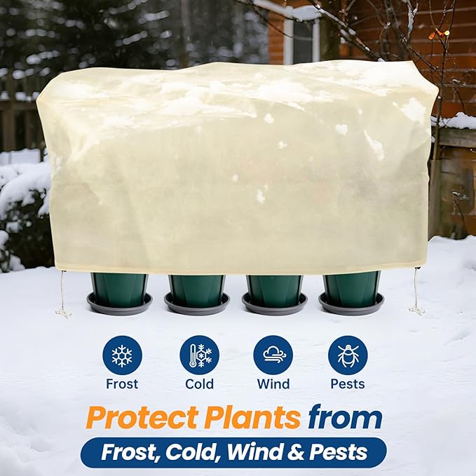 Plant Covers Freeze Protection, 2 Pack Garden Covers for Raised Bed, Frost Cloths for Outdoor Plants, Winter Protection for Vegetables & Flowers (55"×28"×18", Fit 2'×4' Bed)