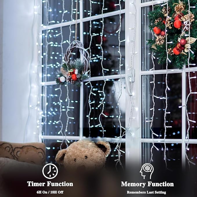 180FT 500LED Extra-Long String Lights Indoor Outdoor Clear Wire, Cold White Christmas String Lights, Plug in Twinkle Fairy Light With Timer and Memory For Wedding Patio Tree Yard Christmas Decorations