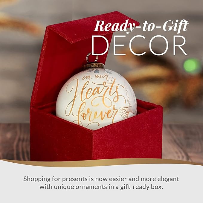 Inner Beauty Memorial Remembrance Christmas Ornaments - Mouth Blown and Reverse Hand-Painted Glass Christmas Decorations, Christian Gifts for Family