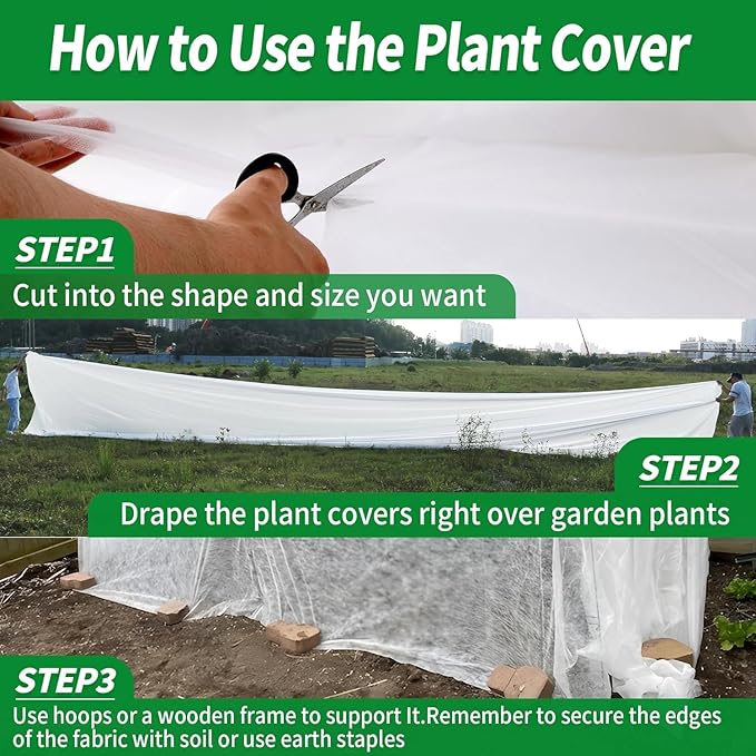 Avalution 5 Pack Plant Covers Freeze Protection, 10x50 FT Frost Cloths for Outdoor Plants, 0.9 oz/yd² Reusable Frost Blankets for Outdoor Plants, Row Covers for Vegetables Season Extension