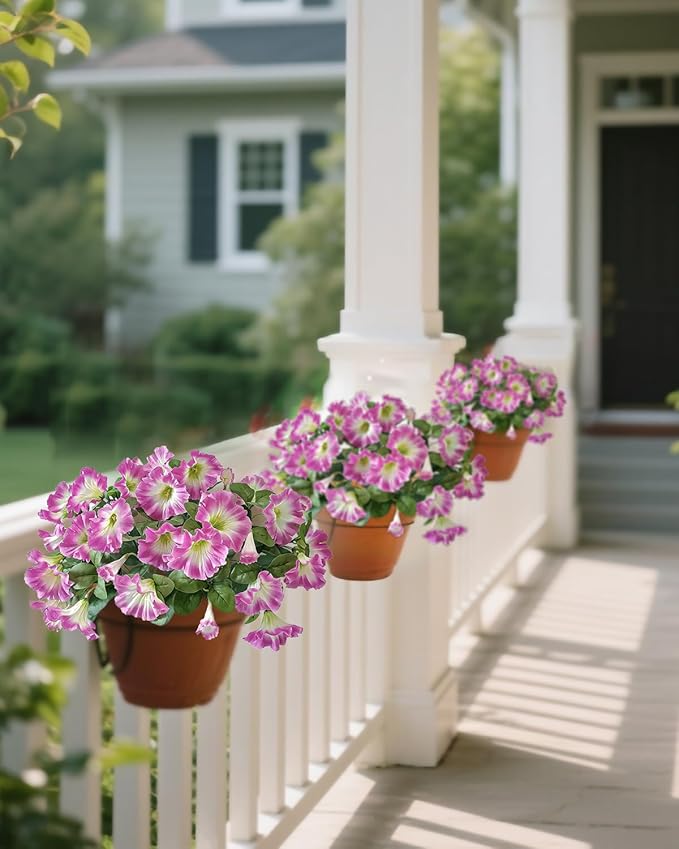 6 Bundles Pink Silk Morning Glory - UV-Protected Artificial Flowers for Outdoor Spring Summer Decor, Fits Planter, Porch, Patio, Yard & Balcony