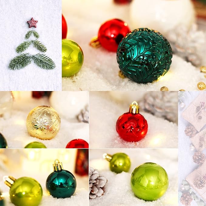 Christmas Tree Ornaments, 40pcs Christmas Ball Ornaments Set Shatterproof Christmas Tree Decorations for Xmas