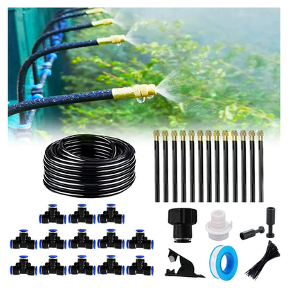 New drip Irrigation kit, Automatic Garden Watering System, Quick Connector and 360-degree Bending Dropper atomizing Copper Nozzle, Garden Plant Lawn Courtyard Watering System.(13 Spray nozzles)