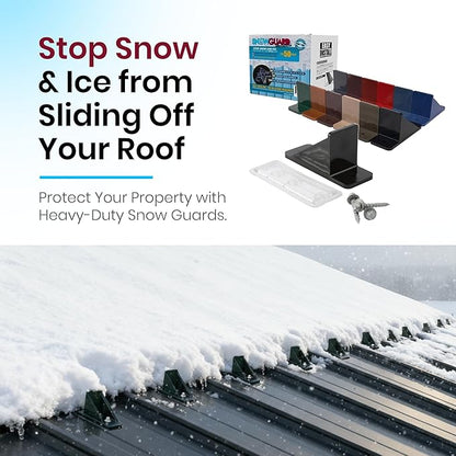 50 Pack Snow Guards for Metal Roofs – Includes Perfect Seal Gaskets & Screws – Heavy-Duty Polycarbonate Snow & Ice Stops – Prevents Sliding Snow | Black | Made in USA