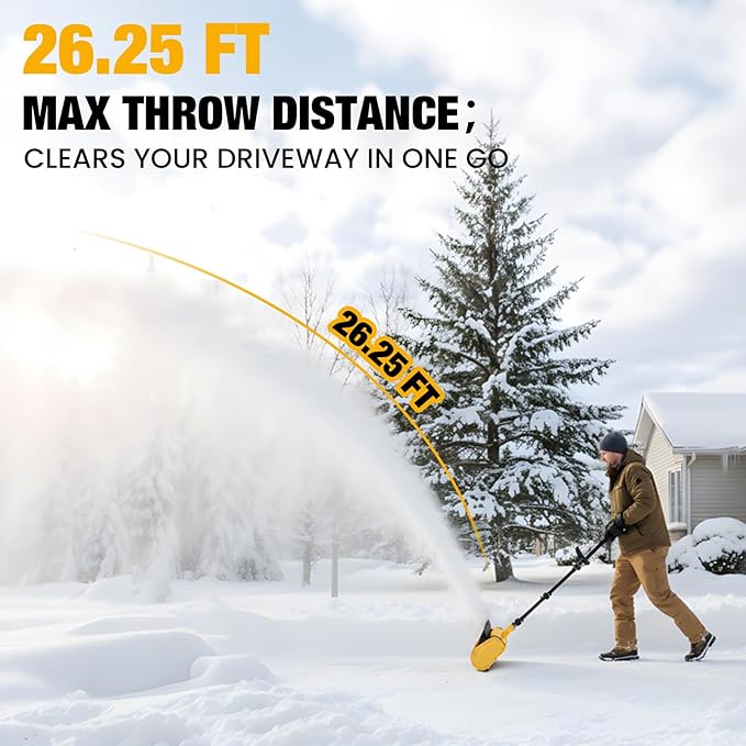 Cordless Snow Shovel, 21V 15-Inch Electric Snow Blower Shovel 4.0Ah Battery & Charger Included, 25FT Throw Distance, Lightweight Snow Thrower for Driveway, Steps, Patio, Sidewalk