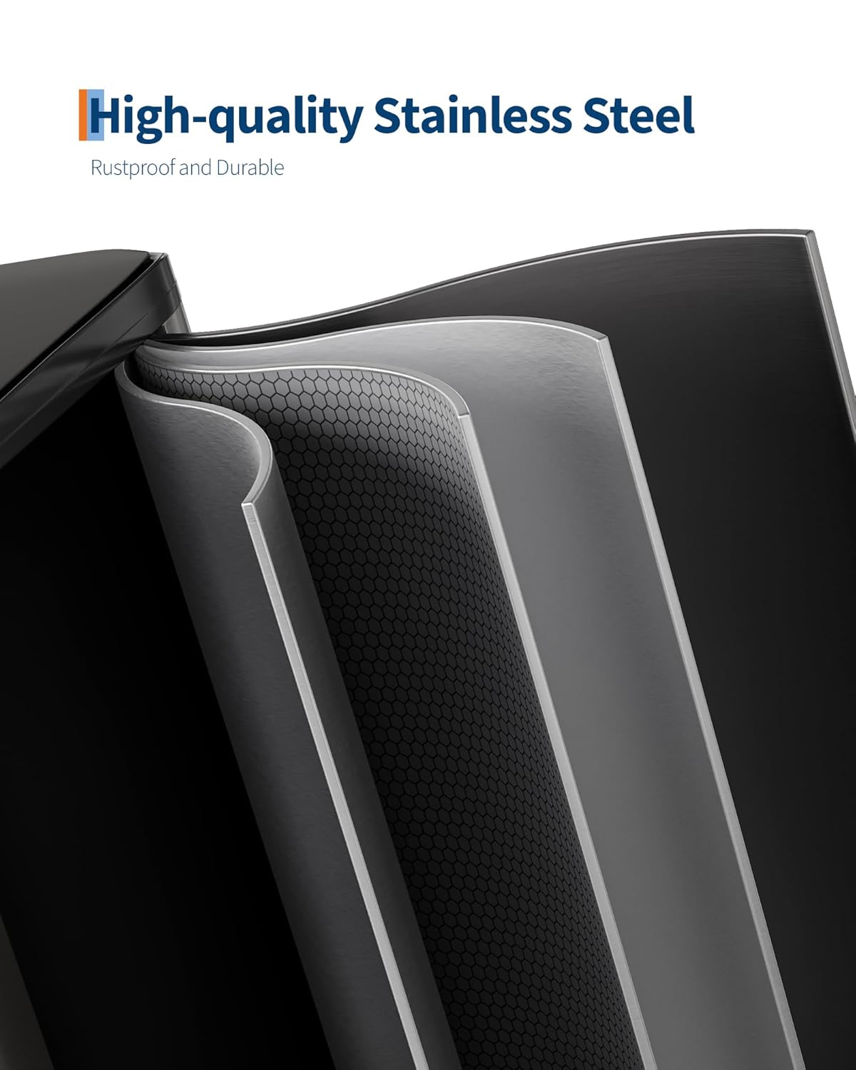 GarveeHome 2 x 8 Gallon Stainless Steel Double Trash Can with Lid for Kitchen, Large Dual Trash and Recycle Bin Combo, Step-on Kitchen Metal Garbage Cans, PP Inner Buckets, Liner Rim, Matte Black