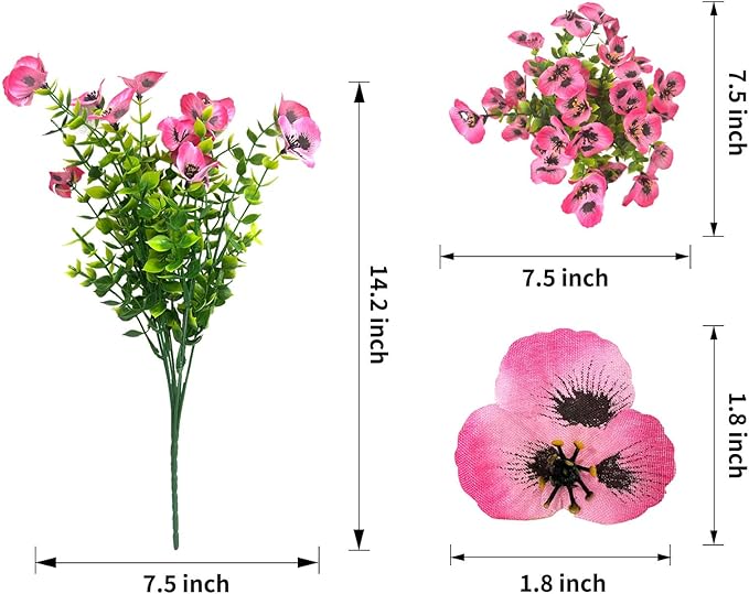 YHJZ Artificial Flowers Plants for Outdoor Indoor Garden Home Decoration Faux UV Resistant Silk Butterfly Flowers for Outside Planter Front Door Porch Yard Patio Window Box Home Decor(18 Bundles)