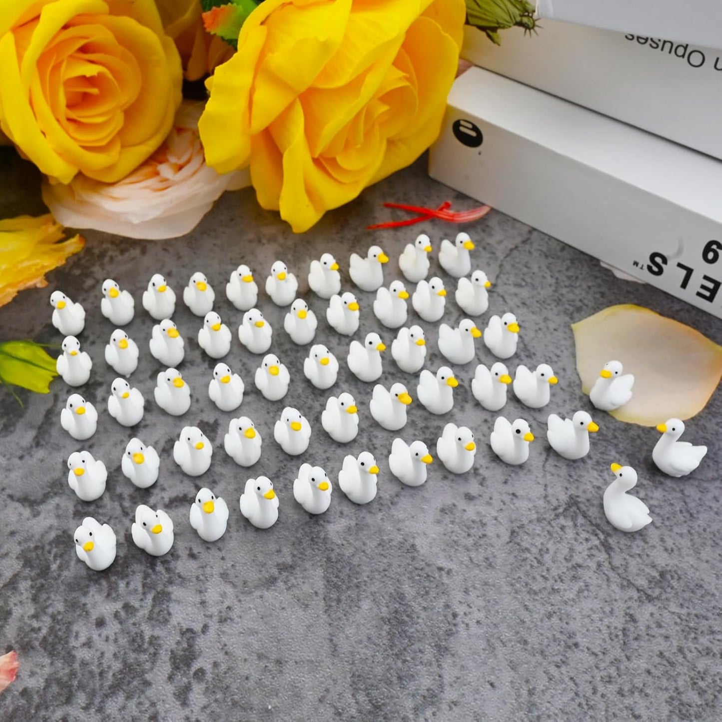 50pcs Mini Tiny Goose Figurines - Resin Geese Animal Statues for Halloween Decorations, DIY Crafts, Party Gifts, Stocking Stuffers, Micro Landscape Ornaments to Hide,Small Desk Goose Decor