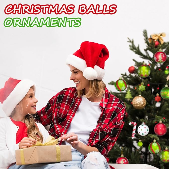 46pcs Christmas Ornaments, Christmas Tree Ornaments, Christmas Tree Decoration Ornaments Xmas Ball for Xmas Tree Holiday Wreath Garland, Red and Green