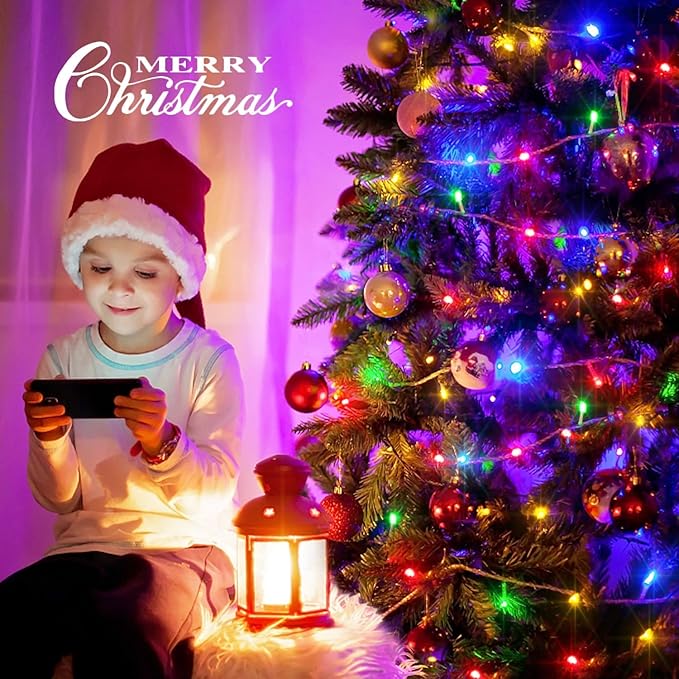 JMEXSUSS 163ft 500 LED Multicolor Christmas Lights Outdoor, Waterproof Clear Wire Colorful String Light, 8 Modes Christmas Tree Lights Plug in for Patio Wedding Party Yard Xmas Tree Decor(Multicolor)