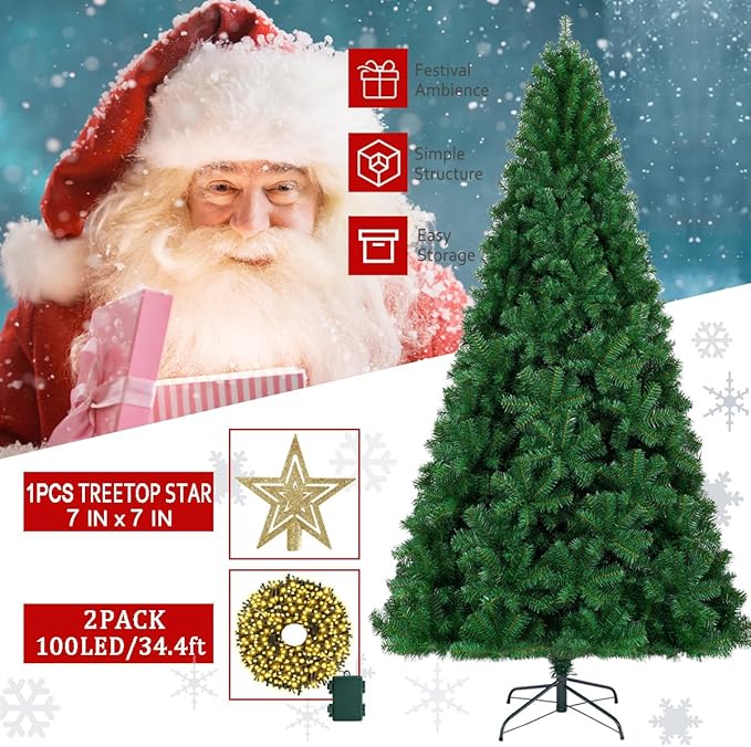 KTKDE 6ft Premium Artificial Holiday Christmas Tree w/ 1005 Branch Tips1pcs Tree top Star 200 Led Battery Operated String Lights,for Home Festival Celebration Perfect Choice for Xmas Decoration