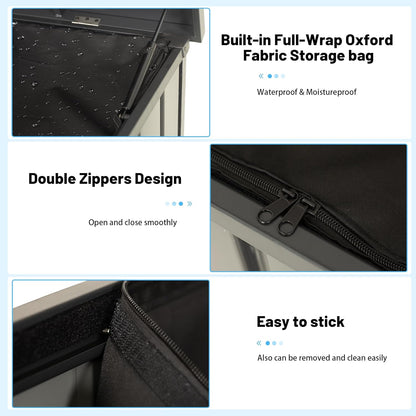 Outdoor Storage Box, 120 Gallon Metal Deck Box Built-in a Oxford Fabric Storage Bag, Lockable & Waterproof Outside Patio Storage Box for Cushions, Pillows, Pool Floats- Grey