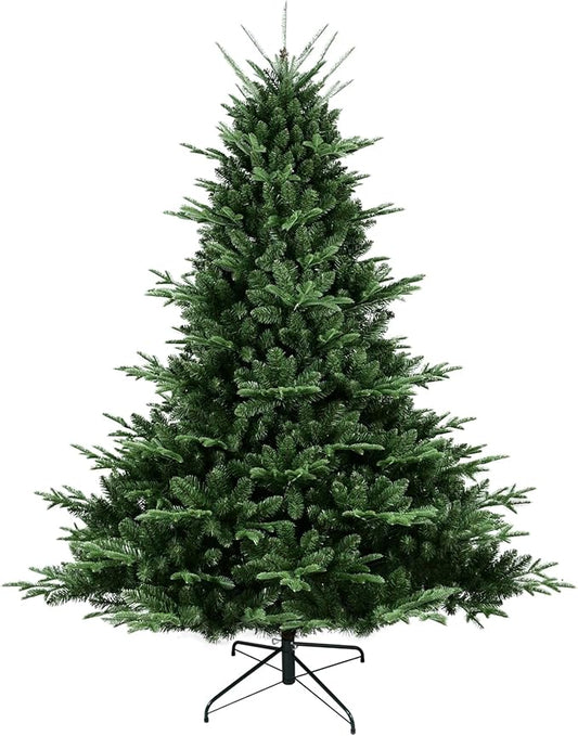 Full Realistic Christmas Tree, 6ft Artificial Christmas Tree with 1610 PE&PVC Flame-Retardant Tips, Unlit Spruce Christmas Tree, Auto Hinged Faux Xmas Tree for Home Office Holiday Decor