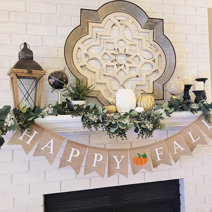 Ouddy Decor Eucalyptus Garland 6.56 Ft Lush Silver Dollar Leaves Boxwood with White Buds Artificial Faux Greenery Vines for Baby Shower Wedding Party Table Runner Room Home Mantle Decor