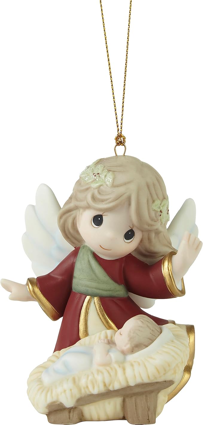 Precious Moments Away in A Manger Angel Porcelain Ornament – Nativity Christmas Keepsake – 231037