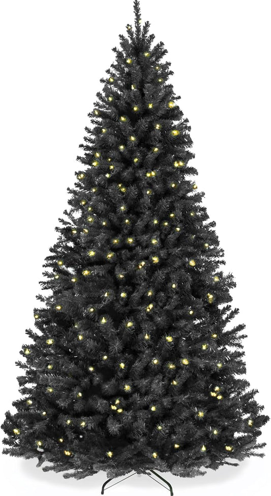 Best Choice Products Artificial Christmas Tree, 7.5ft Premium Pre-Lit Realistic Spruce Holiday Décor w/Dense Branches, Metal Base - Black Spruce