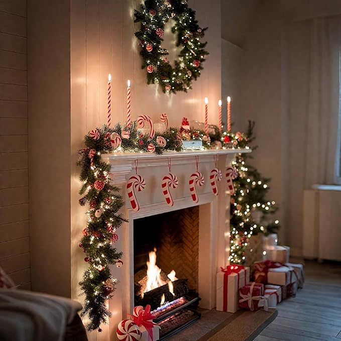 6 ft Gingerbread Christmas Garland with 30 Lights with Timer/Baking Holiday Decor/prelit Whimsical Gingerbread Kitchen Decor/Lighted Door Hanger .Stairs,Mantel,Porch Decoration