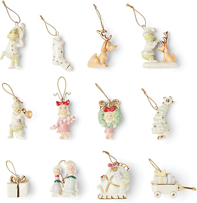 Lenox 895921 How The Grinch Stole Christmas Tree Ornaments 12-Piece, Multicolor, 12 Count, Holiday
