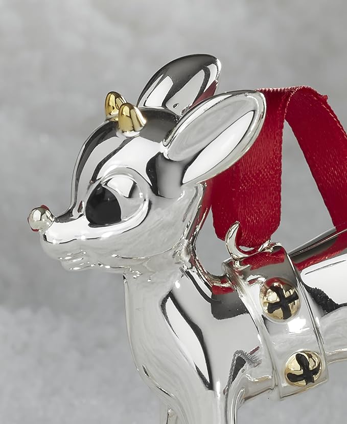 Lenox Ornaments, 2025 Babys 1st Christmas Rudolph Ornament, Silverplated Metal and Resin, Red Ribbon for Tree Decoration, Christmas Decorations, Winter Tree Ornaments, Rudolph Design (1 Piece)