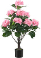 Romantic Season 38" Artificial Hydrangea Tree in Pot, Faux Potted Silk Hydrangea Plant for Indoor Outdoor Decoration, Lifelike Artificial Flower Tree for Home, Office, Patio, Garden Decor, Pink