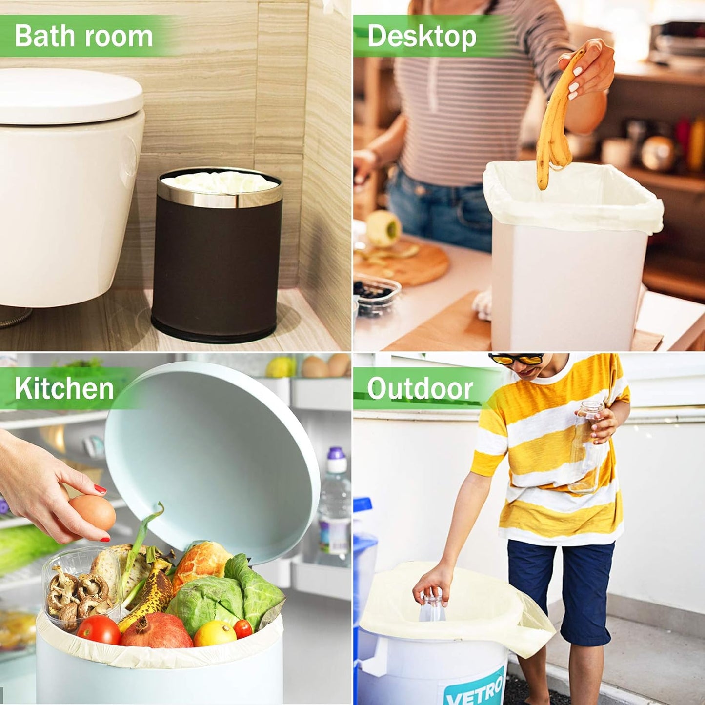 Compost Bags, 8 Gallons, 30Liter, Extra Thick 0.87 Mils, Biodegradable Food scrap waste bags with US BPI ASTM D6400 and Europe OK Compost Home Certified