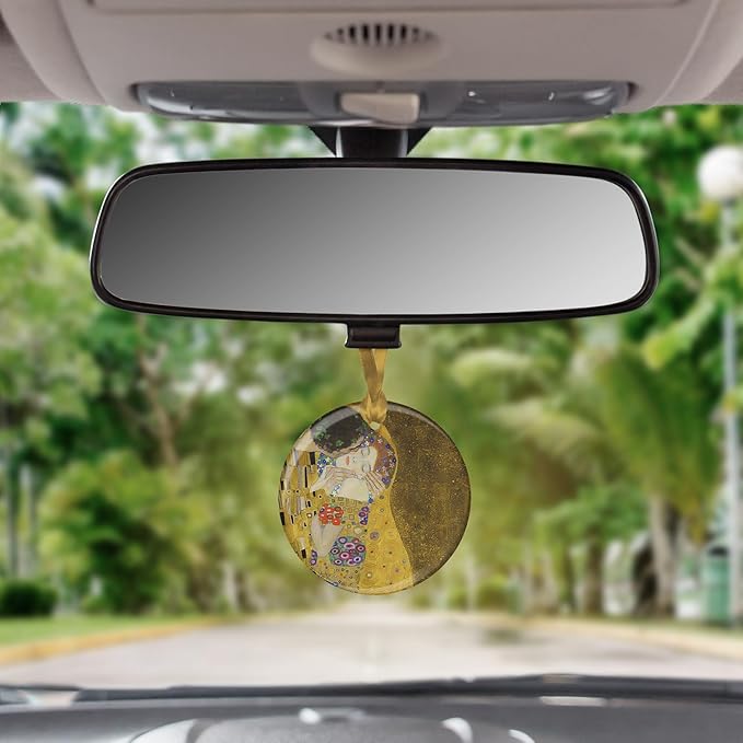 Christmas Tree Ornament, Porcelain Klimt The Kiss fine Art Keepsake Ornament by RainCaper