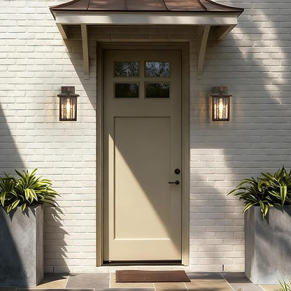 Outdoor Wall Light, Matte Brown Porch Light Fixtures, Waterproof Outside Wall Lantern, Anti-Rust Exterior Wall Mount Sconce with Water Glass for House Garage Patio