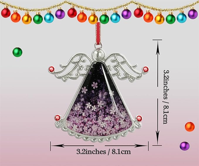 XUTAI Angel Christmas Tree Ornament Cherry Blossom Flower Glass Hanging Angel Glass Pendant for Holiday Decoration