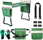 BDL Garden Kneeler and Seat, Upgraded Folding Bench Stool Portable Kneeler, Sturdy Gardening Tools with 2 Free Tool Pouch, Detachable Belt, A Pair of Garden Gloves, EVA Kneeling Pad