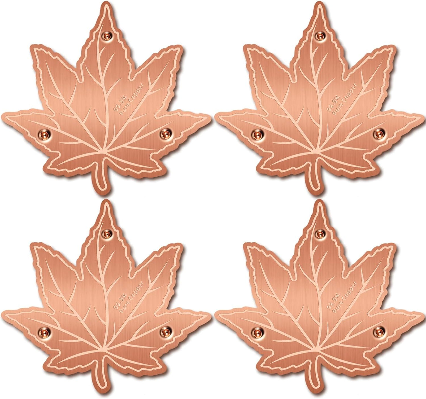 Bird Bath Copper Disk,Bird Bath Purification Disk 0.6mm Reinforced 99.99% Pure Copper Cleaning Disk with 3-Point Support,Fits Outdoor Birdbath & Bowl,Provide Safe Clean Water,Maple Leaf-4Pcs