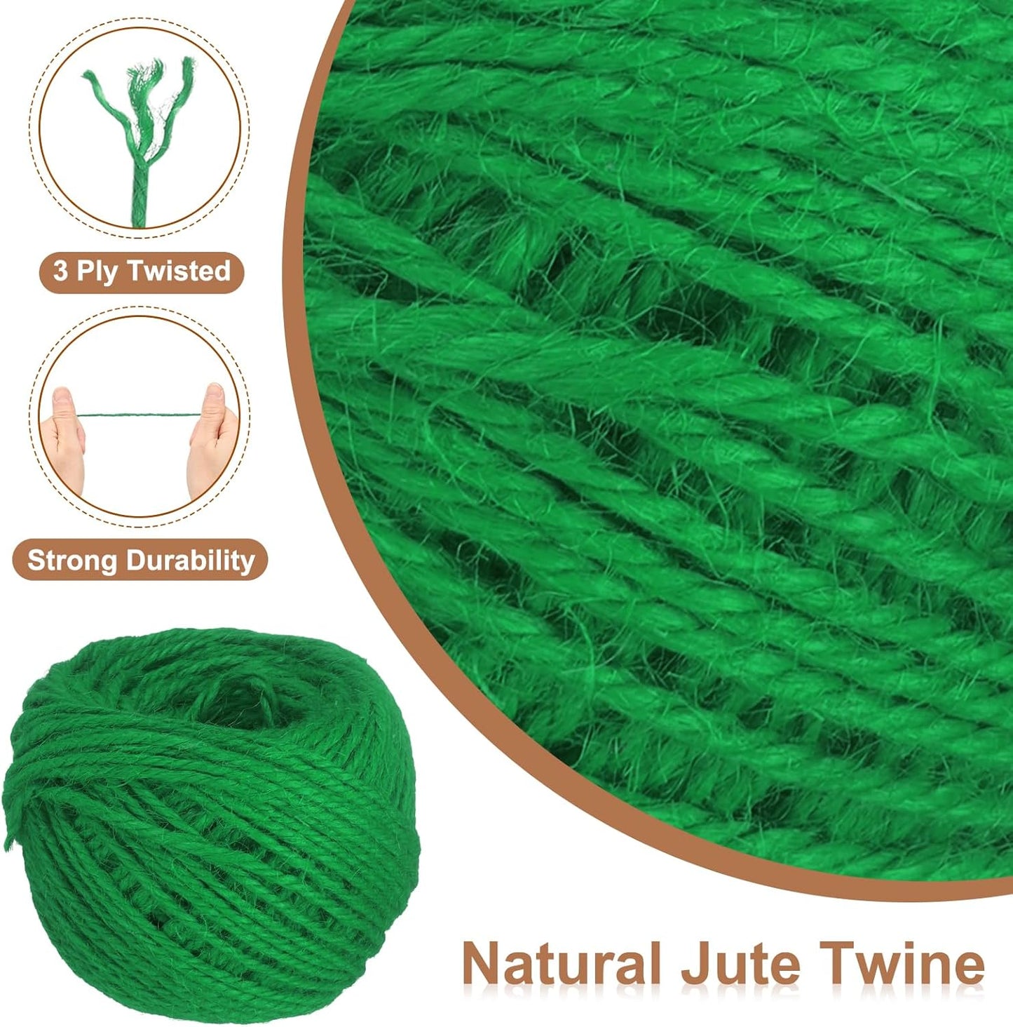 uxcell 164 Feet Natural Jute Twine String,3mm Thin Garden Twine Rope Colored Plant String Cord for DIY Art Crafts Gift Wrapping Decoration Packing Gardening Plant Hanger,Green