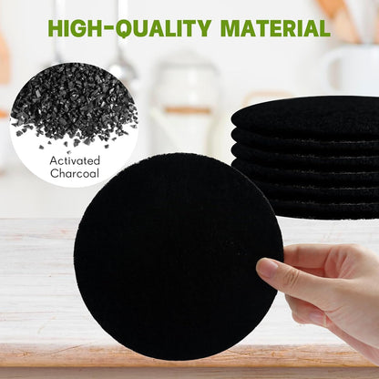 12 Pack - 6.7 Inch Round Compost Bin Charcoal Filters,Extra Thick Activated Carbon Charcoal Filters for Longer Lasting Odor Control, Fits Countertop and Home Bucket Kitchen Compost Bins (Refill)